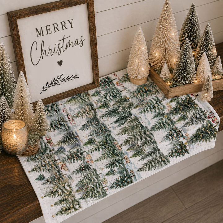 Winter Trees Christmas Kitchen Tea Towel Holiday Forest Decor Great Holiday Gift