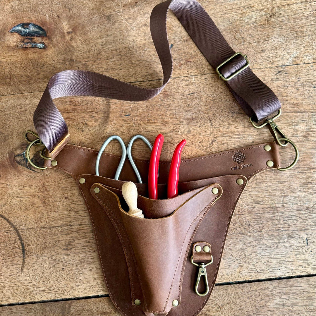 Ultimate Leather Garden Tool Belt &amp; Holder - Extra Rivet Reinforced, Master Gardener Designed