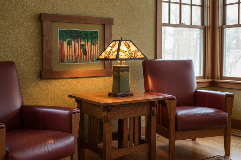Arts &amp; Crafts Mission Oak Framed Art with Silent Forest Walnut finish