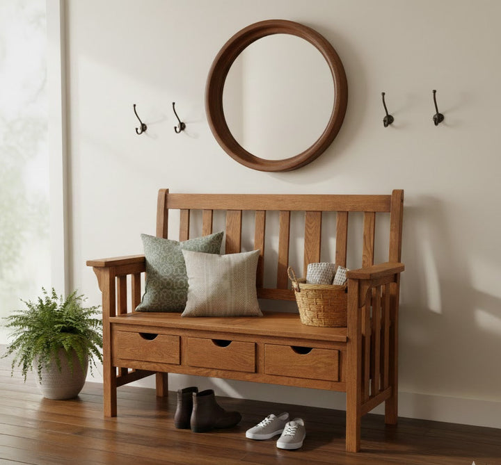 Mission 3 Drawer Entry Way Bench / Settee