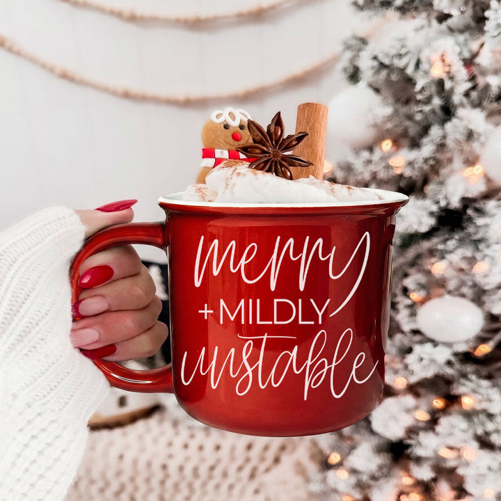 Merry and Unstable Ceramic Coffee Mug Funny Christmas Cheeky Gift for Friends