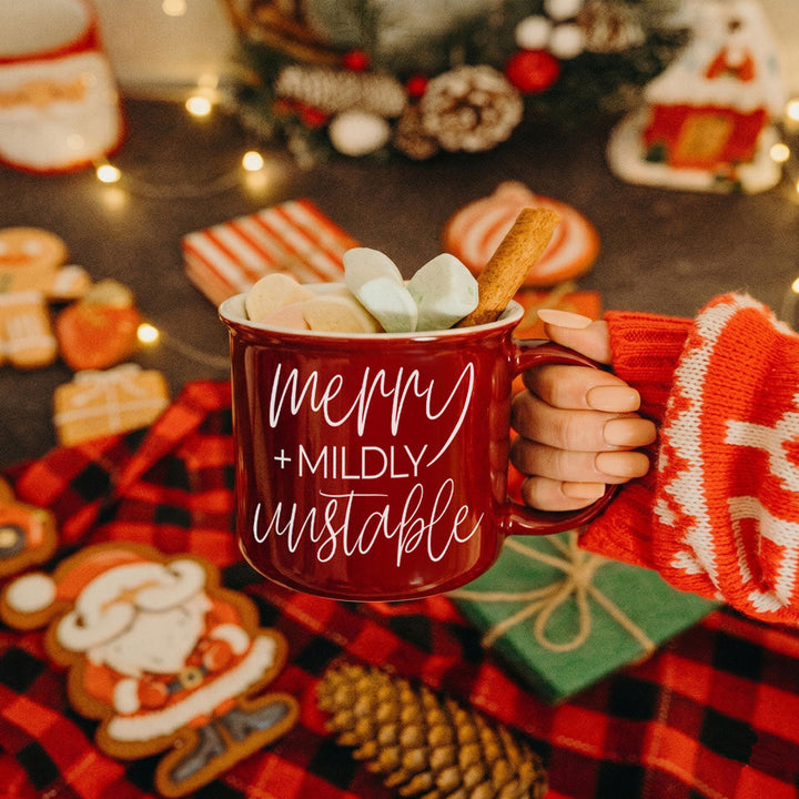 Merry and Unstable Ceramic Coffee Mug Funny Christmas Cheeky Gift for Friends
