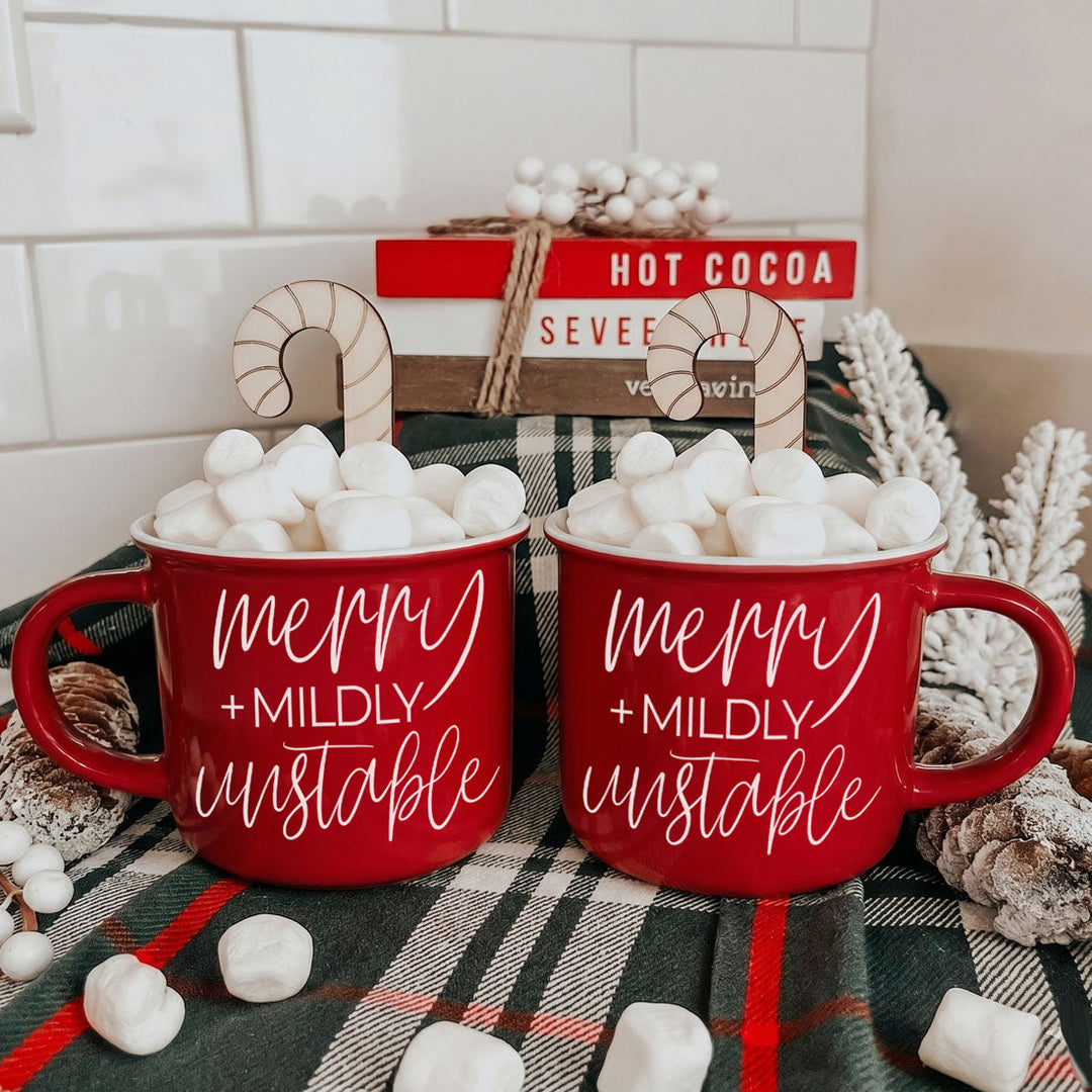 Merry and Unstable Ceramic Coffee Mug Funny Christmas Cheeky Gift for Friends