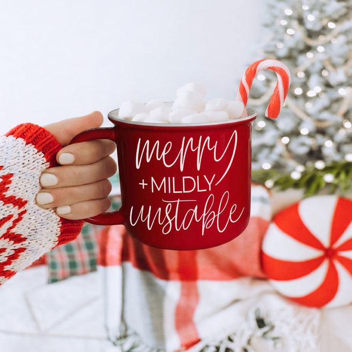 Merry and Unstable Ceramic Coffee Mug Funny Christmas Cheeky Gift for Friends