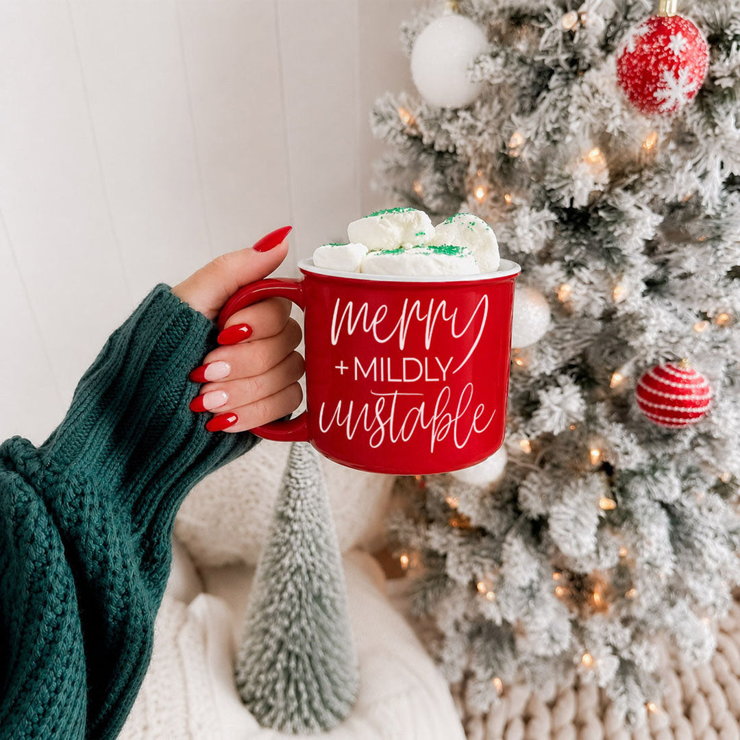 Merry and Unstable Ceramic Coffee Mug Funny Christmas Cheeky Gift for Friends