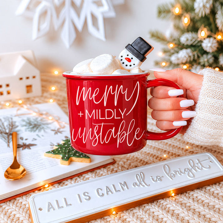 Merry and Unstable Ceramic Coffee Mug Funny Christmas Cheeky Gift for Friends