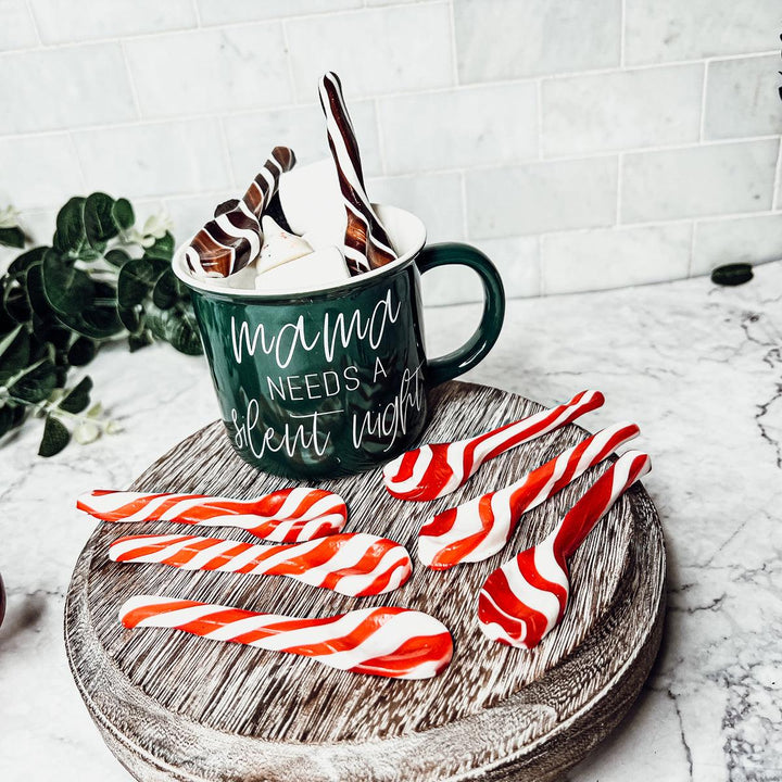 Edible Sugar Spoons 6 Pack Peppermint Cinnamon Cocoa Flavor Gift Box Great Gifts