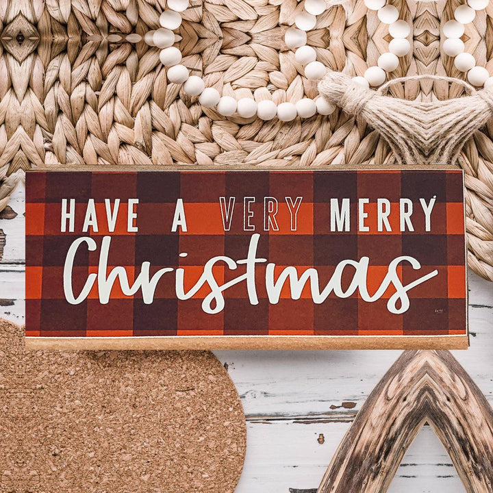 Red Buffalo Check Merry Christmas Wooden Sign 10 Inch Holiday Decor Great Gifts