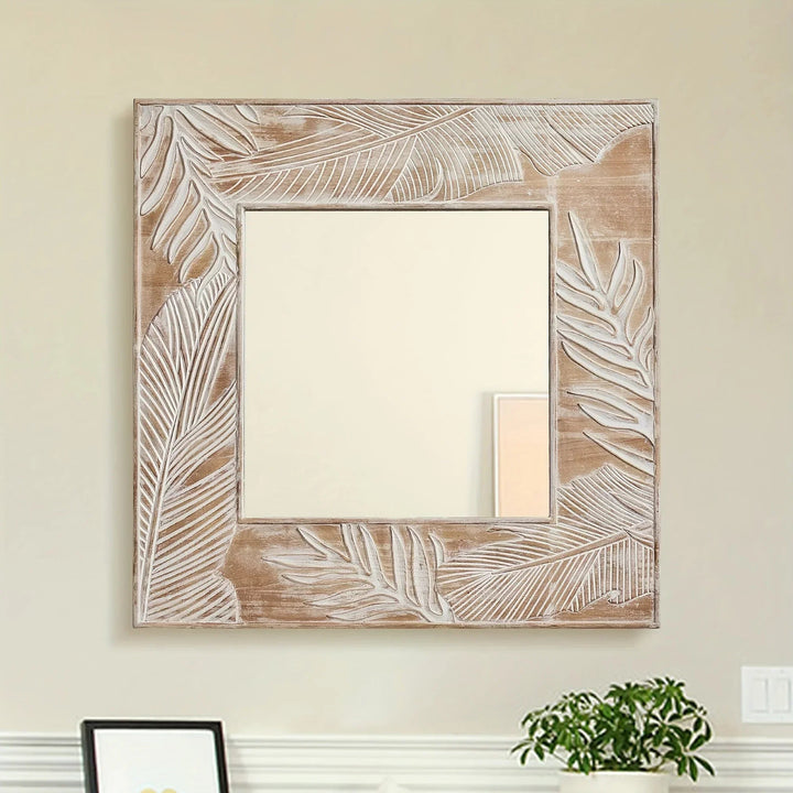 Wall Mirror - Rustic Wood Square
