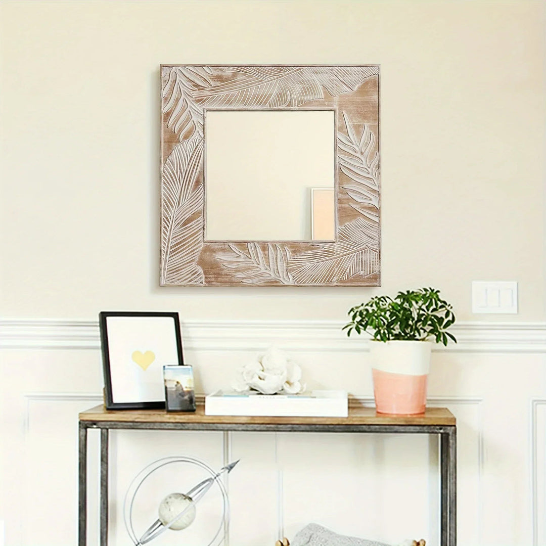 Wall Mirror - Rustic Wood Square
