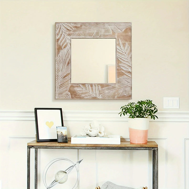 Wall Mirror - Rustic Wood Square