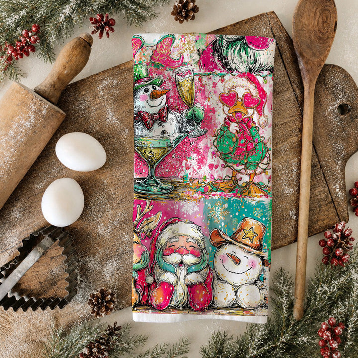 Merry Shenanigans Christmas Kitchen Tea Towel Funny Holiday Decor Cheeky Gift