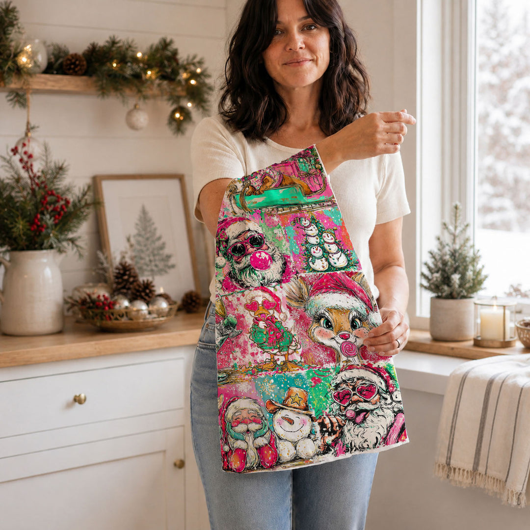 Merry Shenanigans Christmas Kitchen Tea Towel Funny Holiday Decor Cheeky Gift
