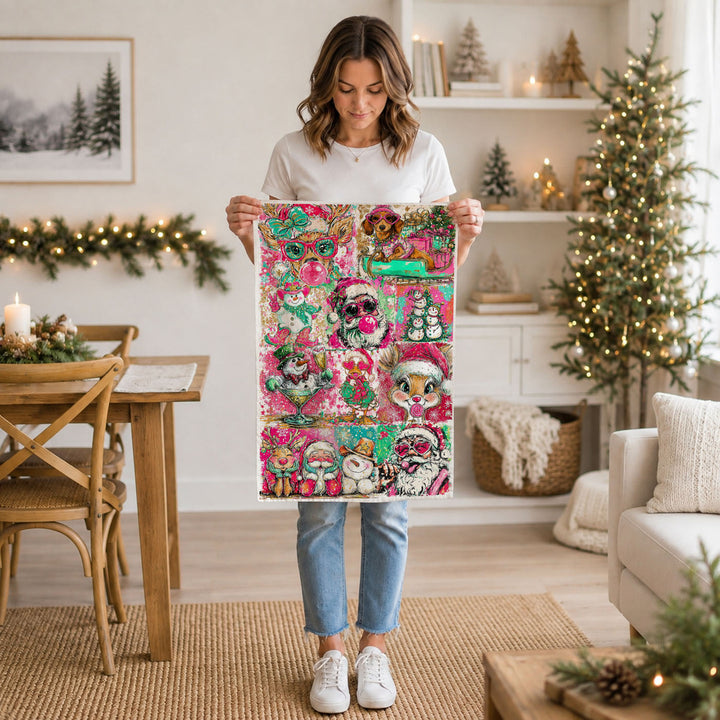 Merry Shenanigans Christmas Kitchen Tea Towel Funny Holiday Decor Cheeky Gift