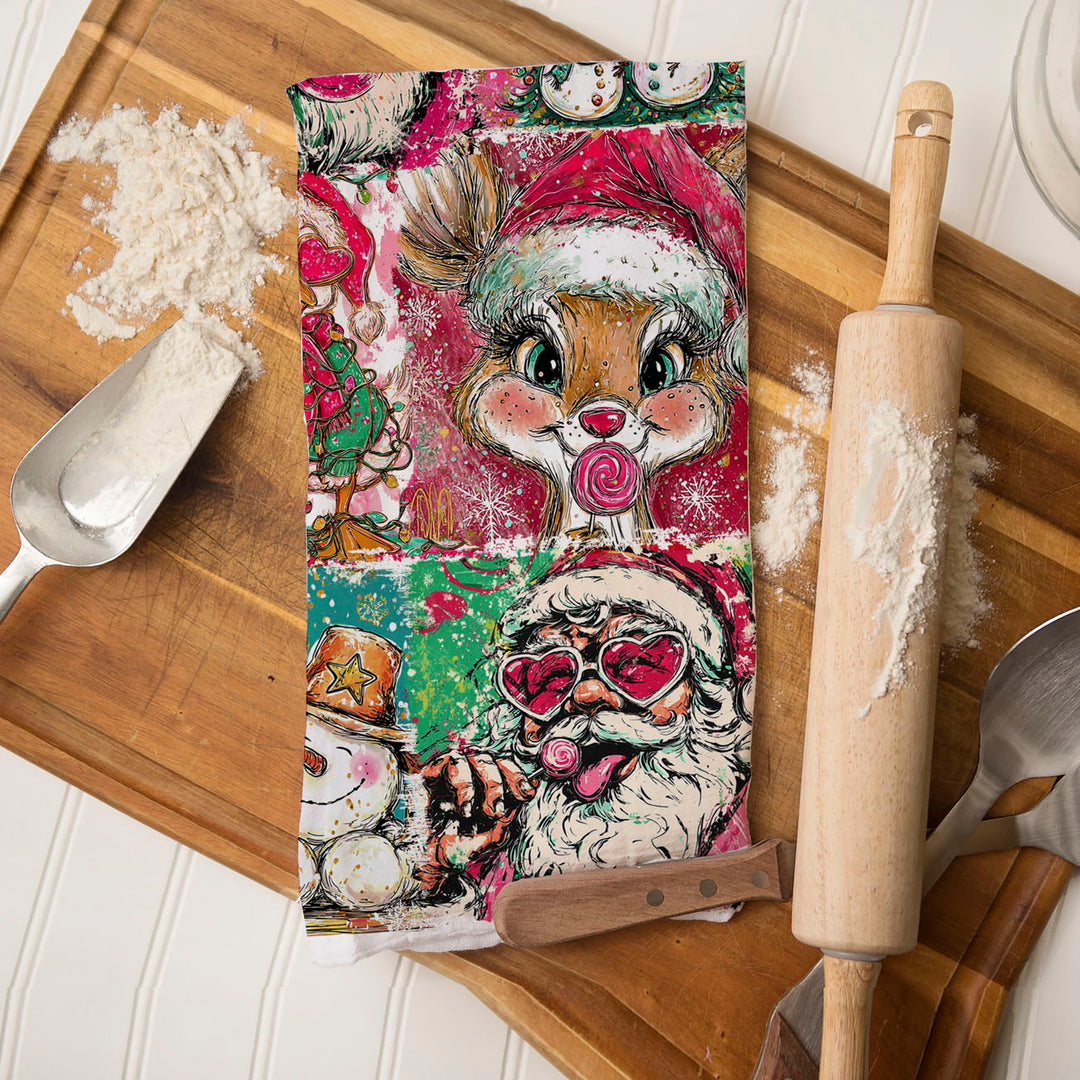 Merry Shenanigans Christmas Kitchen Tea Towel Funny Holiday Decor Cheeky Gift
