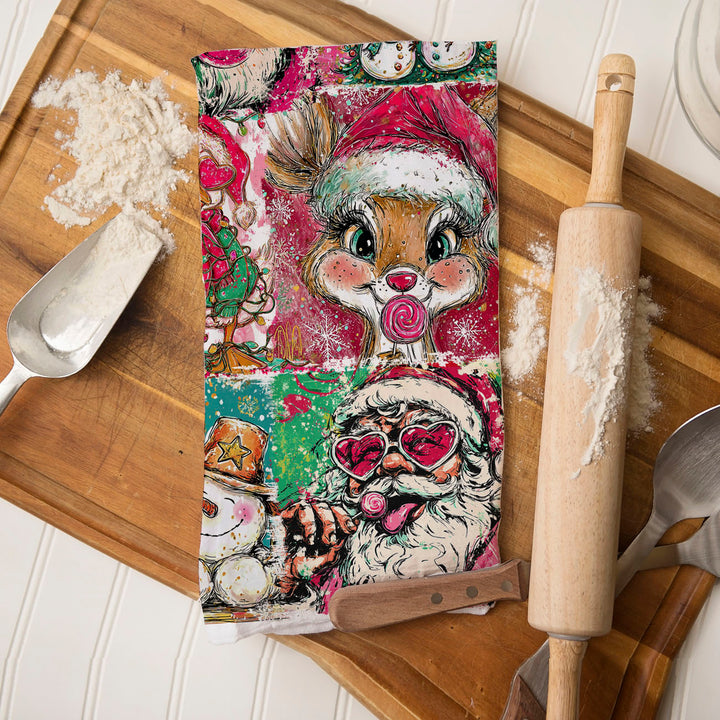 Merry Shenanigans Christmas Kitchen Tea Towel Funny Holiday Decor Cheeky Gift