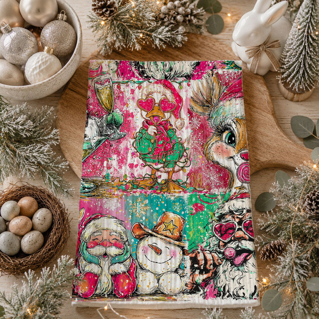 Merry Shenanigans Christmas Kitchen Tea Towel Funny Holiday Decor Cheeky Gift