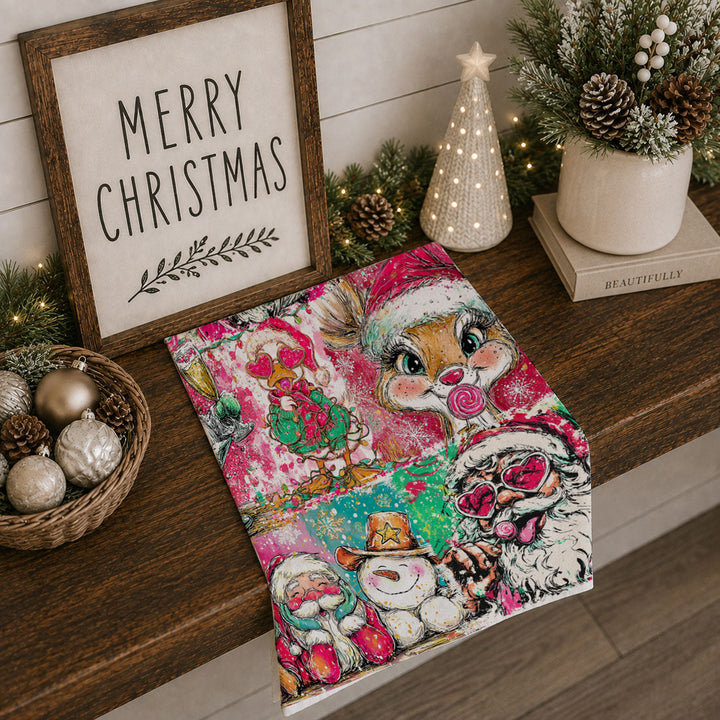 Merry Shenanigans Christmas Kitchen Tea Towel Funny Holiday Decor Cheeky Gift