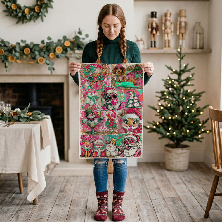 Merry Shenanigans Christmas Kitchen Tea Towel Funny Holiday Decor Cheeky Gift