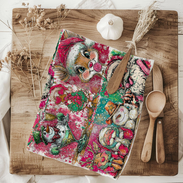 Merry Shenanigans Christmas Kitchen Tea Towel Funny Holiday Decor Cheeky Gift