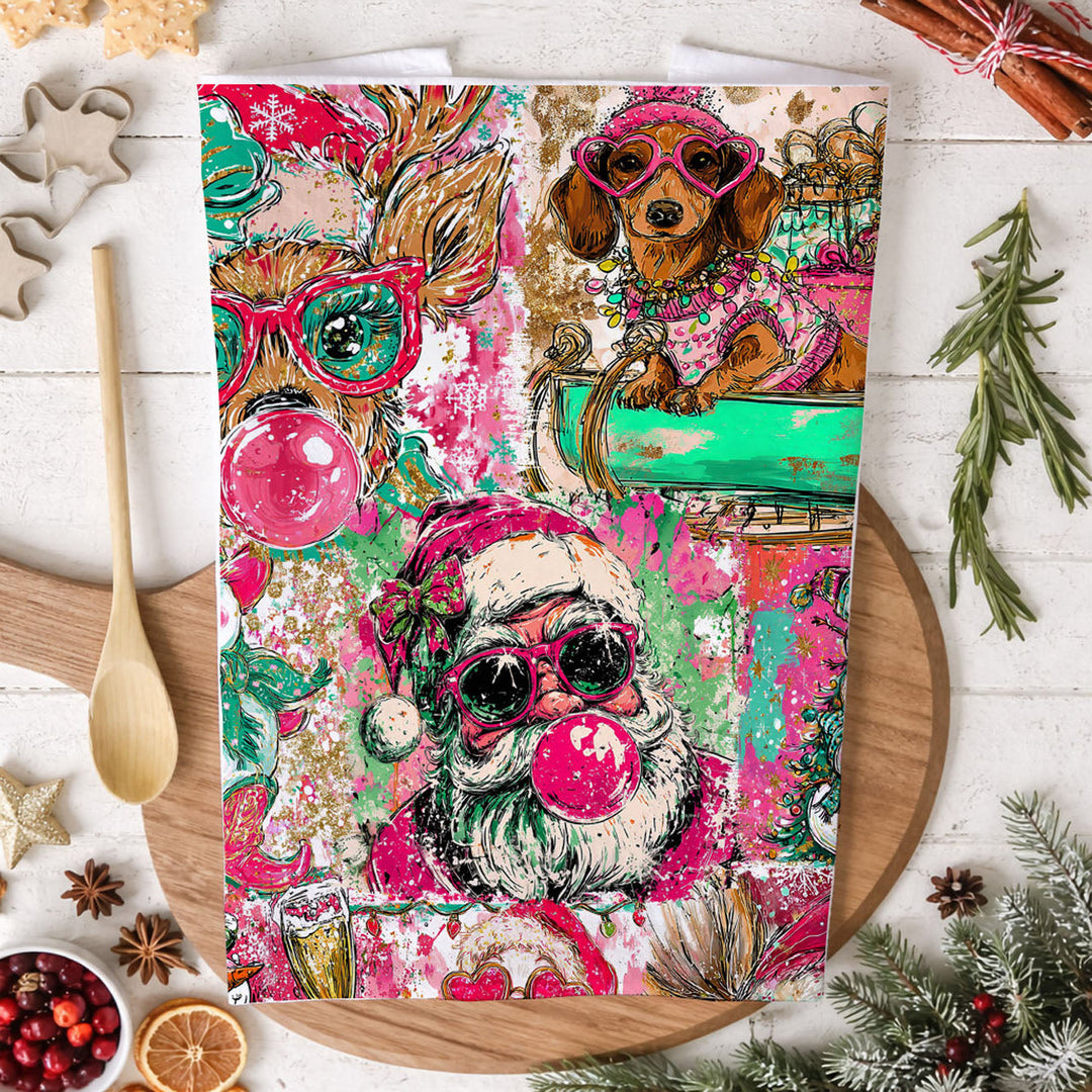 Merry Shenanigans Christmas Kitchen Tea Towel Funny Holiday Decor Cheeky Gift