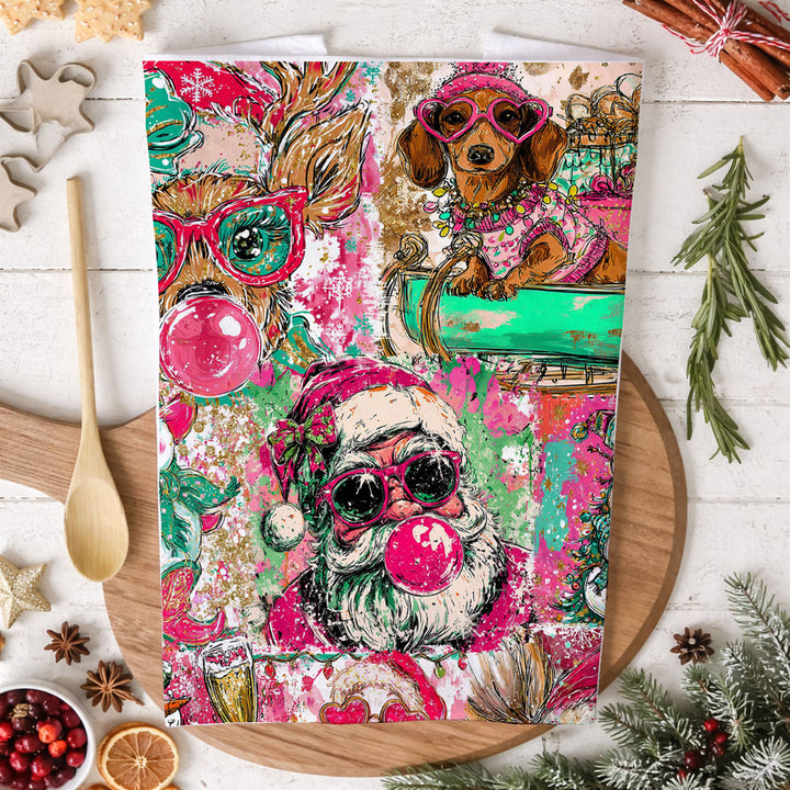 Merry Shenanigans Christmas Kitchen Tea Towel Funny Holiday Decor Cheeky Gift