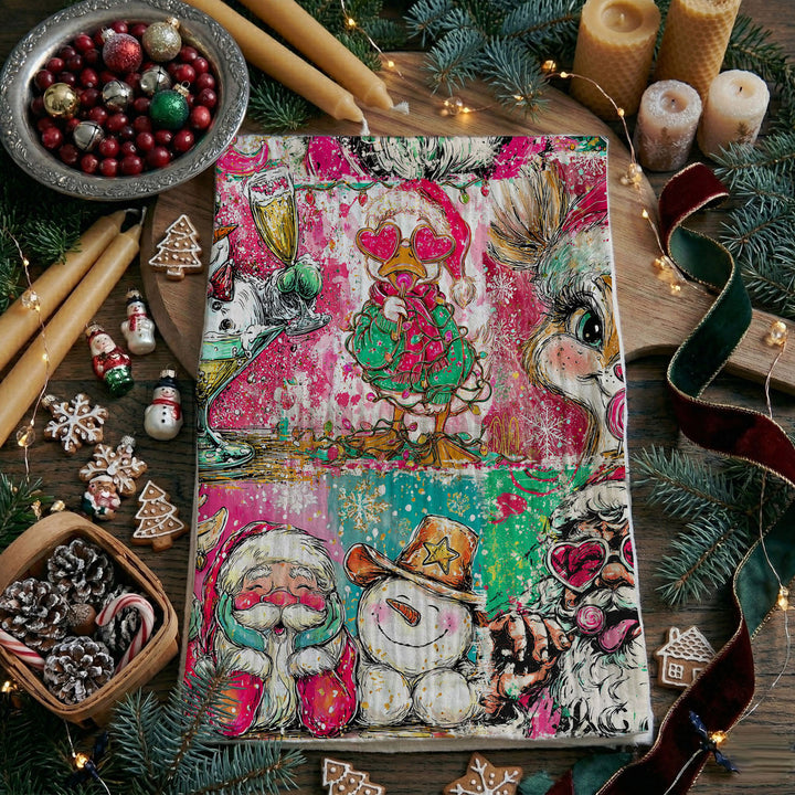 Merry Shenanigans Christmas Kitchen Tea Towel Funny Holiday Decor Cheeky Gift