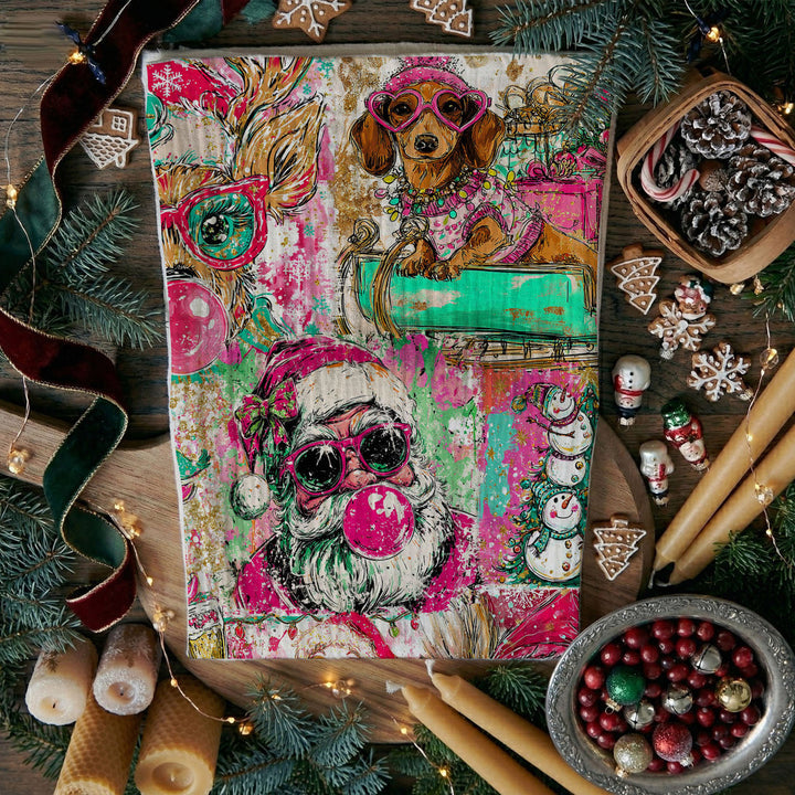 Merry Shenanigans Christmas Kitchen Tea Towel Funny Holiday Decor Cheeky Gift