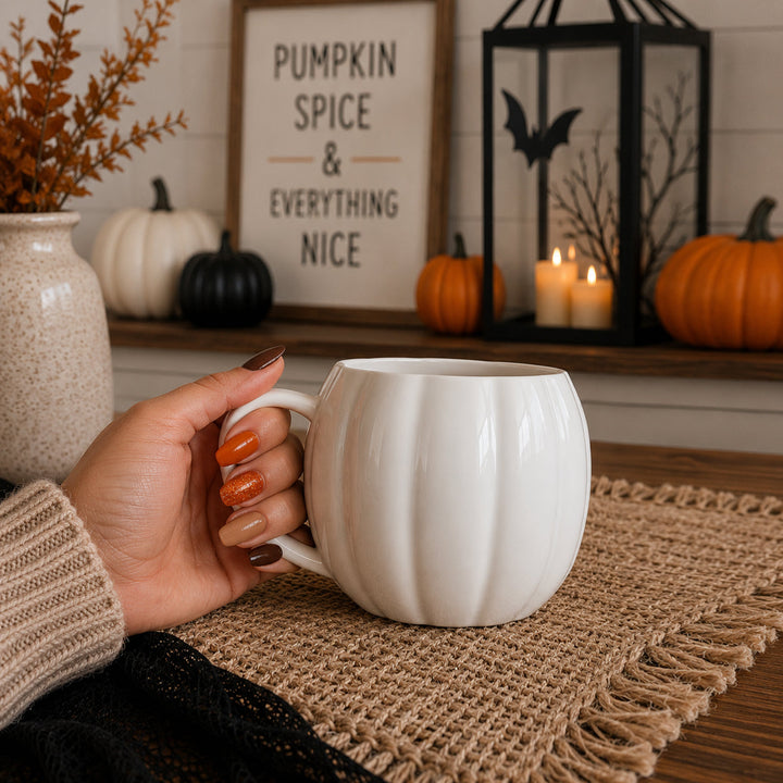 Pumpkin Shaped Ceramic Coffee Mug 16.8oz Fall Drinkware Great Gift for Friends