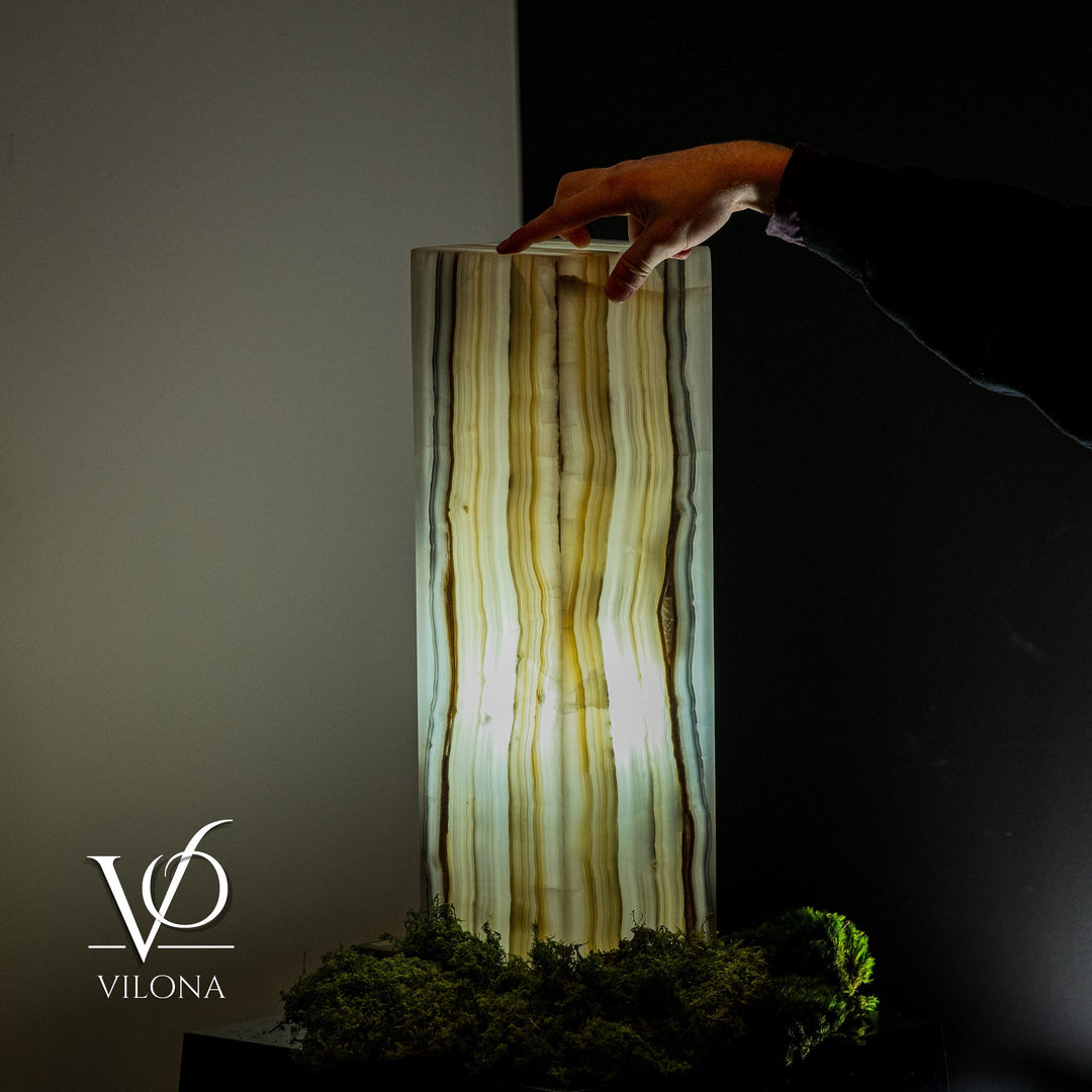 White Ice Onyx Lamp (Exotic Druzy Table Lamp 