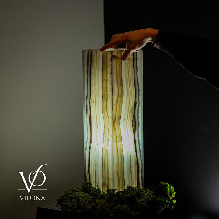 White Ice Onyx Lamp (Exotic Druzy Table Lamp 