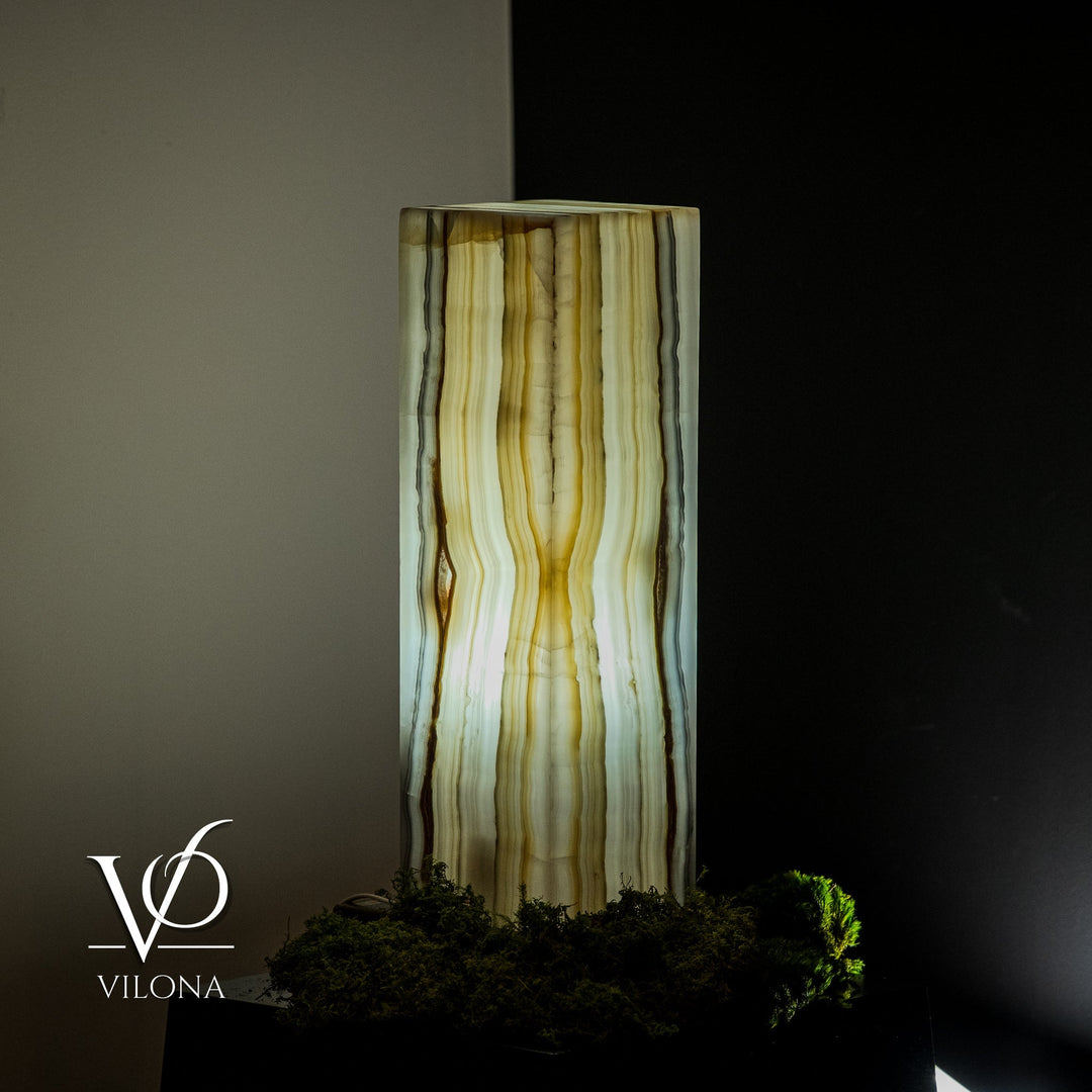 White Ice Onyx Lamp (Exotic Druzy Table Lamp 