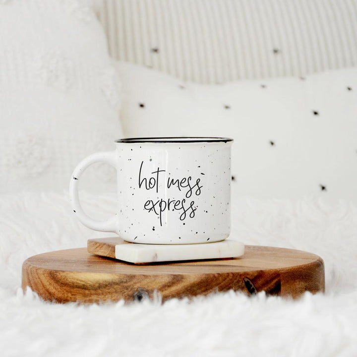 Hot Mess Express Ceramic Coffee Mug 15oz Black Rim Fun Gift for Family &amp; Friends