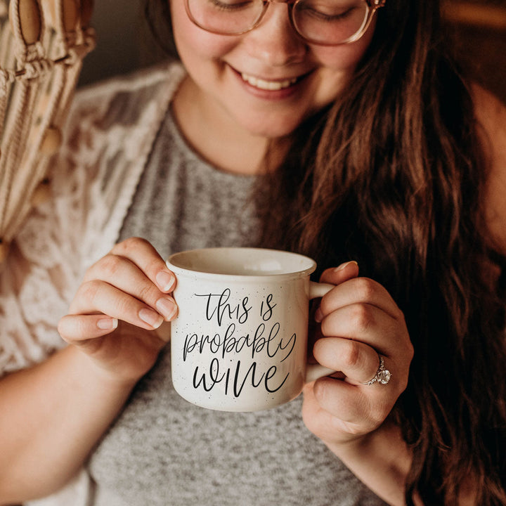 Probably Wine Ceramic Coffee Mug 14oz Funny Coffee Lover Cheeky Gift for Friends