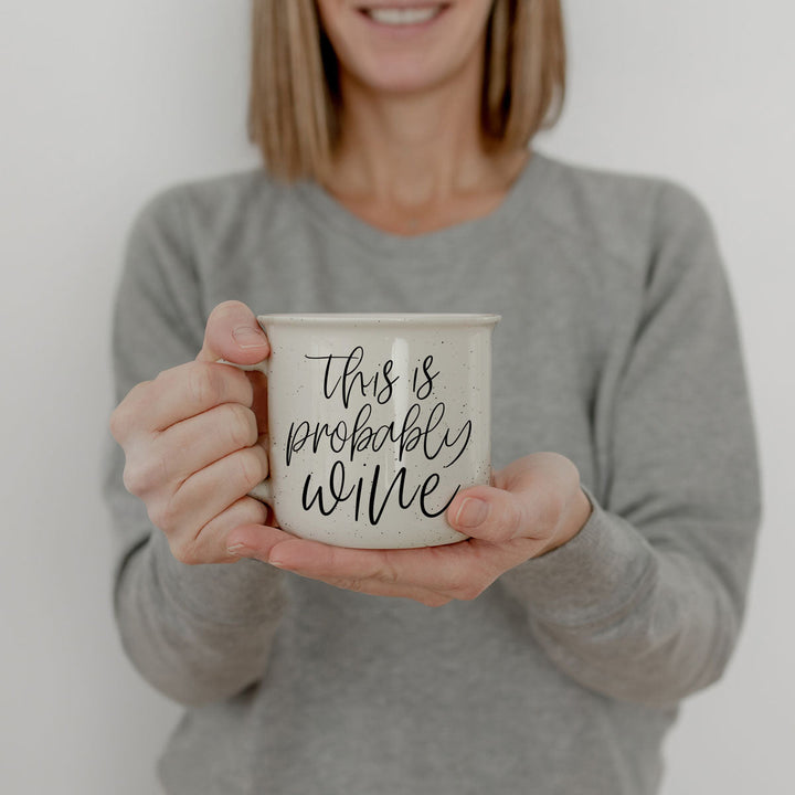 Probably Wine Ceramic Coffee Mug 14oz Funny Coffee Lover Cheeky Gift for Friends