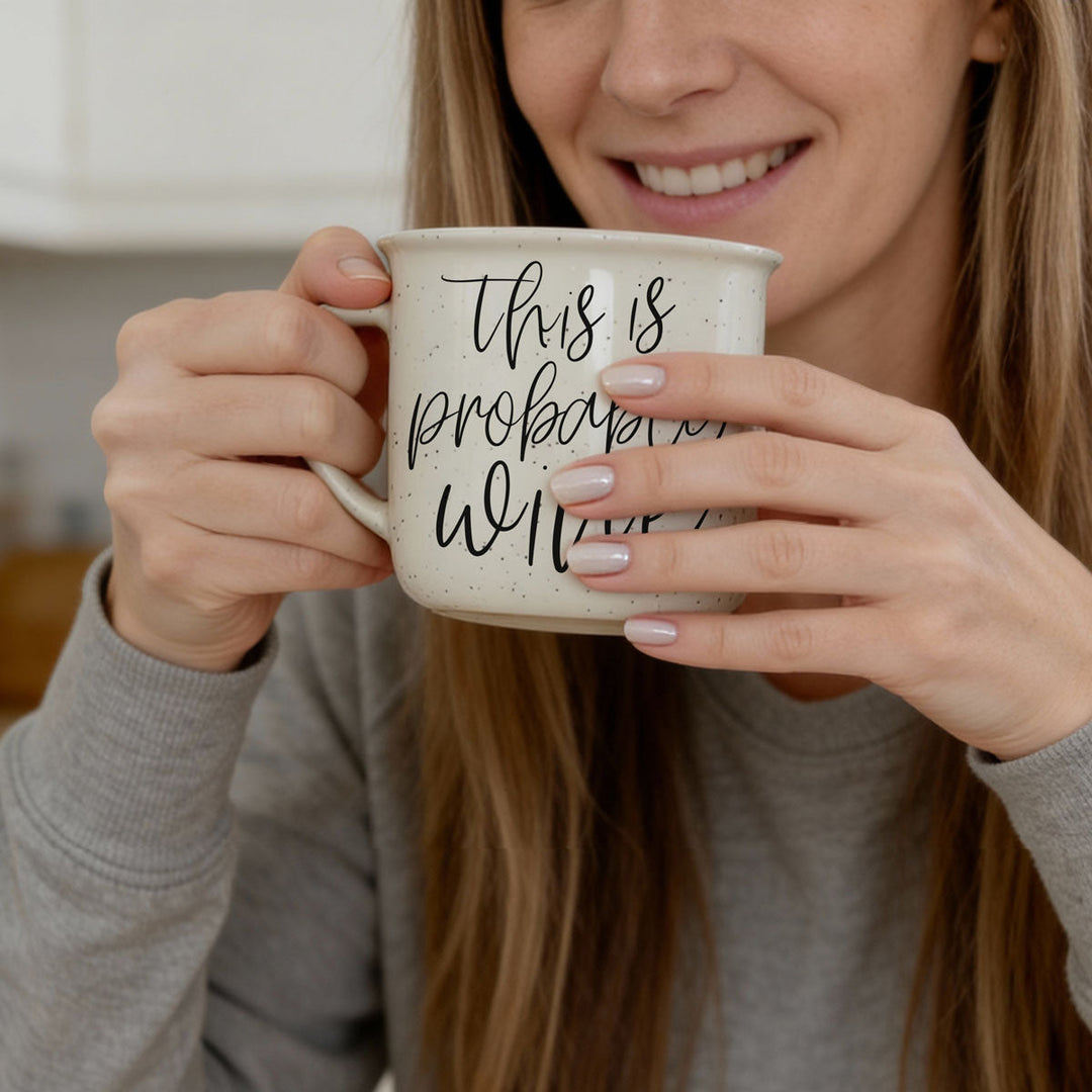 Probably Wine Ceramic Coffee Mug 14oz Funny Coffee Lover Cheeky Gift for Friends