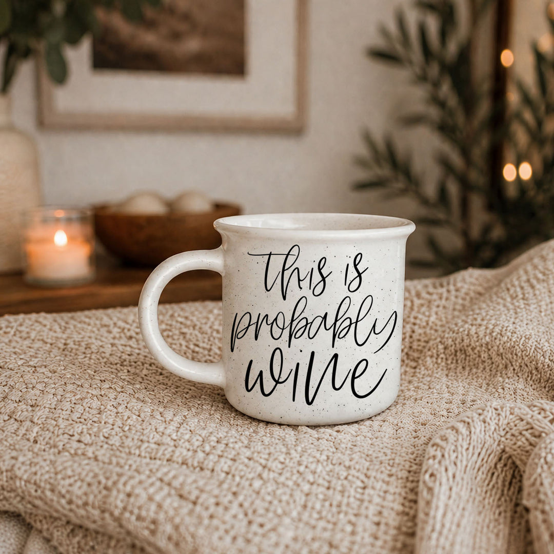 Probably Wine Ceramic Coffee Mug 14oz Funny Coffee Lover Cheeky Gift for Friends