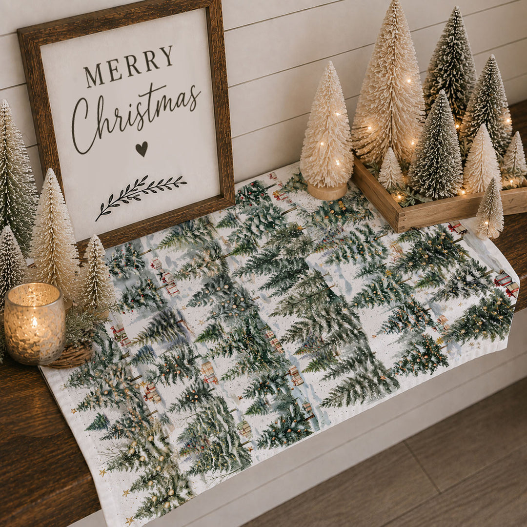 Winter Trees Christmas Kitchen Tea Towel Holiday Forest Decor Great Holiday Gift